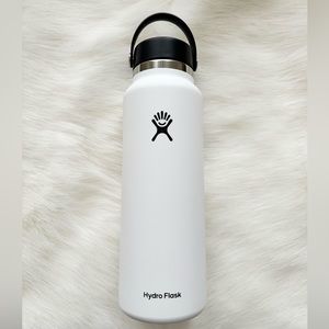 40oz Wide Mouth Hydro Flask Insulated Travel Water Bottle in White